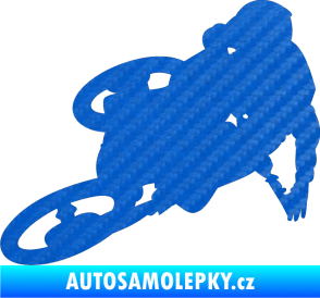 Samolepka Motorka 026 levá motokros freestyle 3D karbon modrý