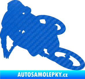 Samolepka Motorka 026 pravá motokros freestyle 3D karbon modrý