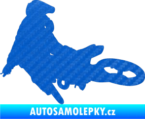 Samolepka Motorka 028 levá motokros 3D karbon modrý