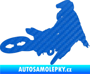 Samolepka Motorka 028 pravá motokros 3D karbon modrý