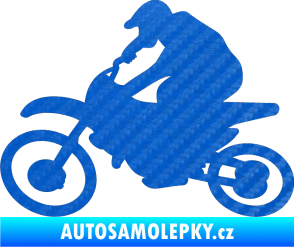 Samolepka Motorka 031 levá motokros 3D karbon modrý