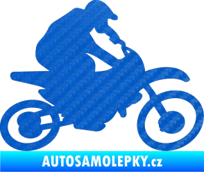 Samolepka Motorka 031 pravá motokros 3D karbon modrý