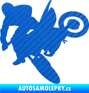 Samolepka Motorka 033 levá motokros 3D karbon modrý