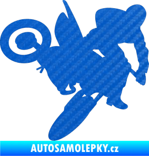 Samolepka Motorka 033 pravá motokros 3D karbon modrý
