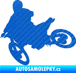 Samolepka Motorka 034 levá motokros 3D karbon modrý