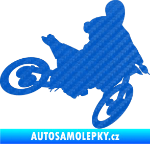 Samolepka Motorka 034 pravá motokros 3D karbon modrý