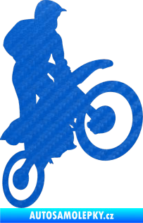 Samolepka Motorka 035 pravá motokros 3D karbon modrý