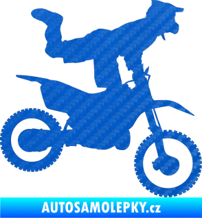 Samolepka Motorka 038 pravá motokros freestyle 3D karbon modrý