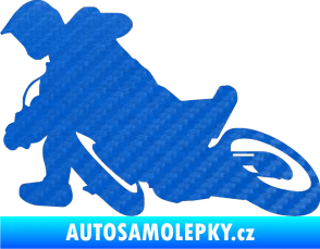 Samolepka Motorka 039 levá motokros 3D karbon modrý