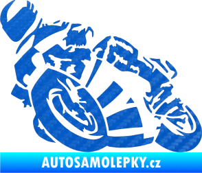 Samolepka Motorka 040 levá road racing 3D karbon modrý