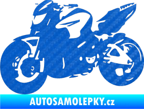 Samolepka Motorka 041 levá road racing 3D karbon modrý