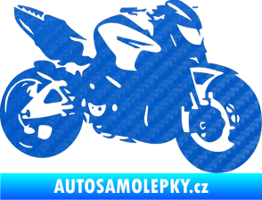 Samolepka Motorka 041 pravá road racing 3D karbon modrý