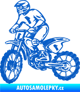 Samolepka Motorka 043 levá motokros 3D karbon modrý