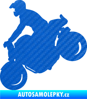 Samolepka Motorka 044 levá motokros 3D karbon modrý