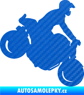 Samolepka Motorka 044 pravá motokros 3D karbon modrý