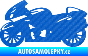 Samolepka Motorka 048 levá silniční 3D karbon modrý