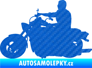 Samolepka Motorka 049 levá 3D karbon modrý