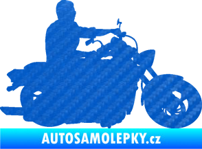 Samolepka Motorka 049 pravá 3D karbon modrý