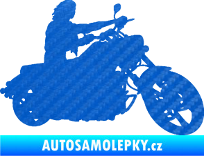 Samolepka Motorka 050 pravá 3D karbon modrý