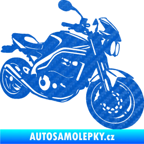 Samolepka Motorka 055 pravá 3D karbon modrý