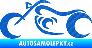 Samolepka Motorka 057 levá obrys 3D karbon modrý