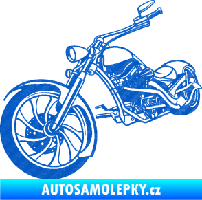 Samolepka Motorka chopper 002 levá 3D karbon modrý