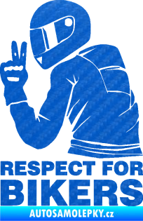 Samolepka Motorkář 004 respect for bikers nápis 3D karbon modrý