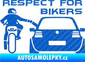 Samolepka Motorkář 008 respect for bikers nápis 3D karbon modrý