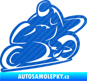 Samolepka Motorkář 011 levá 3D karbon modrý
