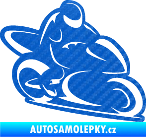 Samolepka Motorkář 011 pravá 3D karbon modrý
