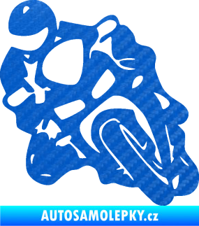 Samolepka Motorkář 013 levá 3D karbon modrý