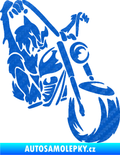 Samolepka Motorkář 015 pravá harley 3D karbon modrý