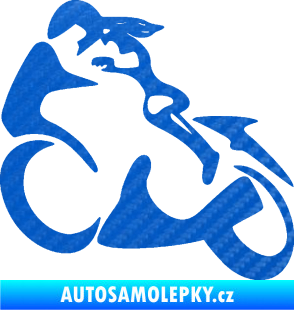Samolepka Motorkářka 001 levá 3D karbon modrý