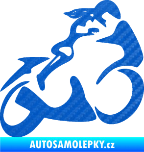 Samolepka Motorkářka 001 pravá 3D karbon modrý