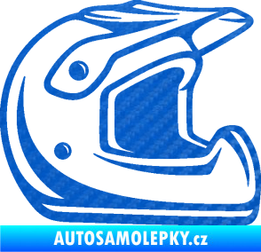 Samolepka Motorkářská helma 002 pravá 3D karbon modrý