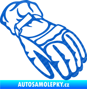 Samolepka Motorkářské rukavice 003 pravá 3D karbon modrý