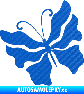 Samolepka Motýl 003 levá 3D karbon modrý