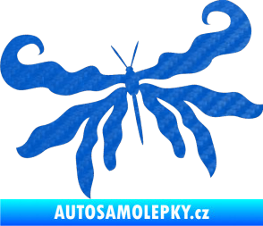Samolepka Motýl 004 levá 3D karbon modrý