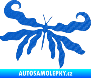 Samolepka Motýl 004 pravá 3D karbon modrý