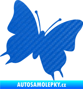 Samolepka Motýl 007 pravá 3D karbon modrý