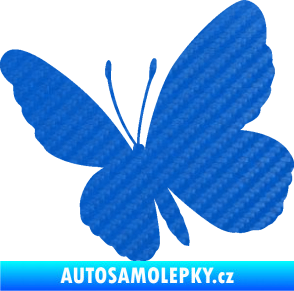 Samolepka Motýl 009 levá 3D karbon modrý