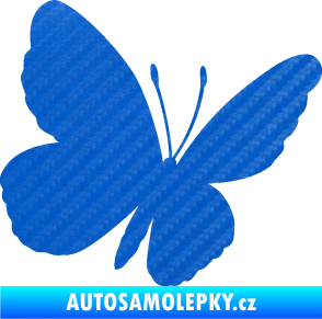 Samolepka Motýl 009 pravá 3D karbon modrý