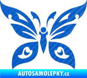 Samolepka Motýl 014 3D karbon modrý