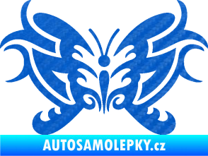 Samolepka Motýl 015 3D karbon modrý