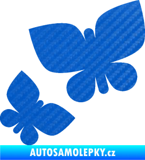 Samolepka Motýlci 001 levá 3D karbon modrý