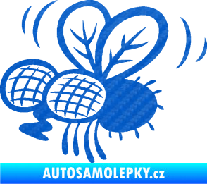 Samolepka Moucha 002 levá 3D karbon modrý