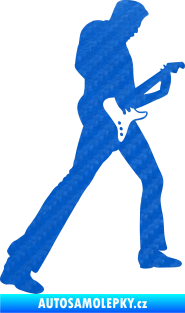Samolepka Music 008 pravá hráč na kytaru 3D karbon modrý