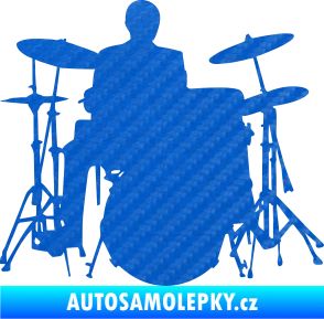 Samolepka Music 009 pravá hráč na bicí 3D karbon modrý
