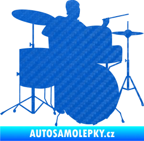 Samolepka Music 011 pravá hráč na bicí 3D karbon modrý