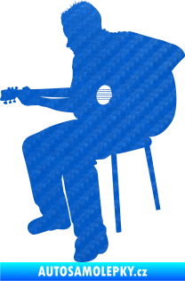 Samolepka Music 012 levá  kytarista 3D karbon modrý